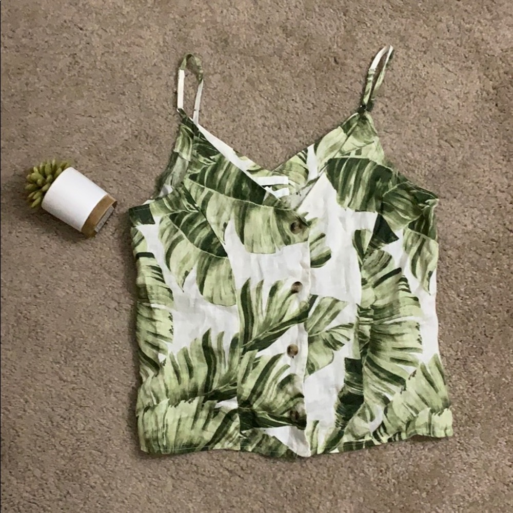 LEAF PRINT BUTTON-UP TOP🌿🌿